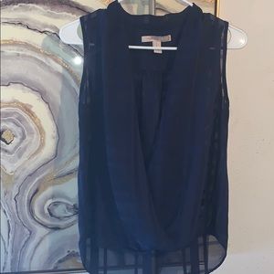 Navy Blue Mesh Top